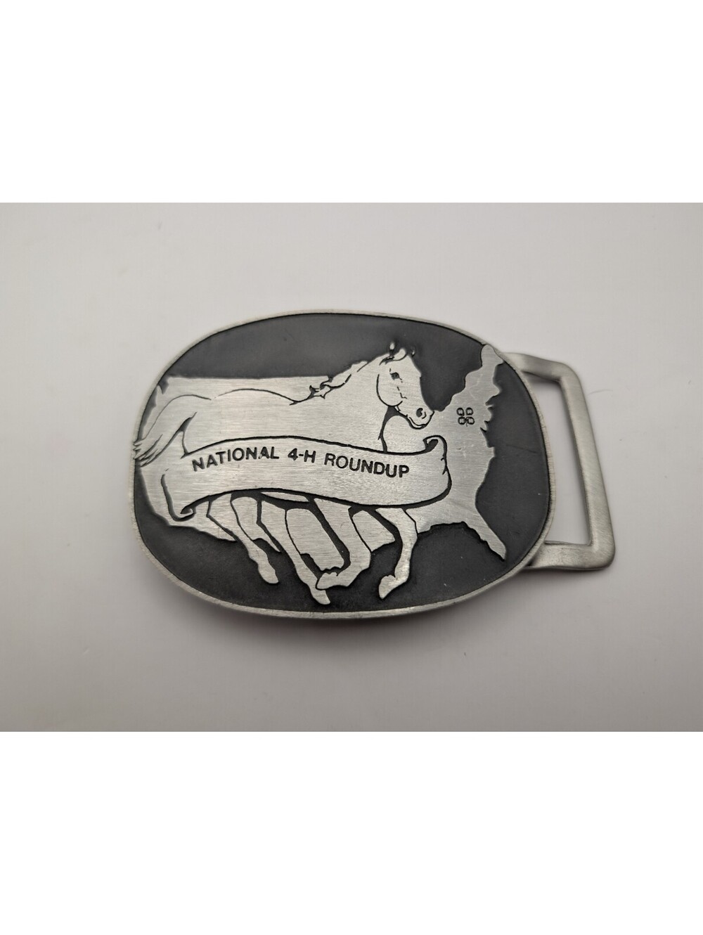 Solid Pewter Belt Buckle National 4-H Roundup EQUUS Made in USA